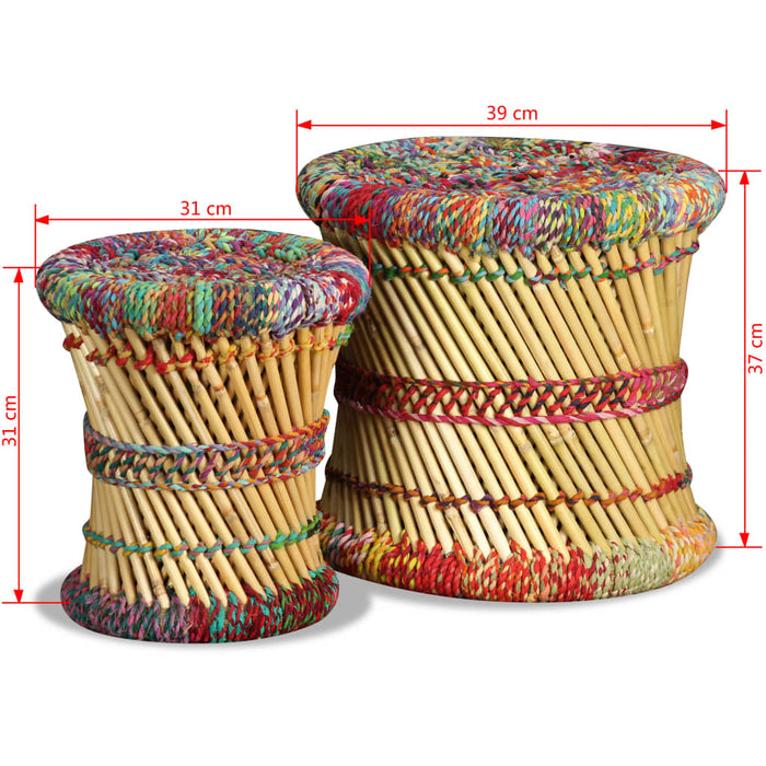 Taburete cu detalii Chindi, 2 buc., multicolor, bambus - WALTI WALTI