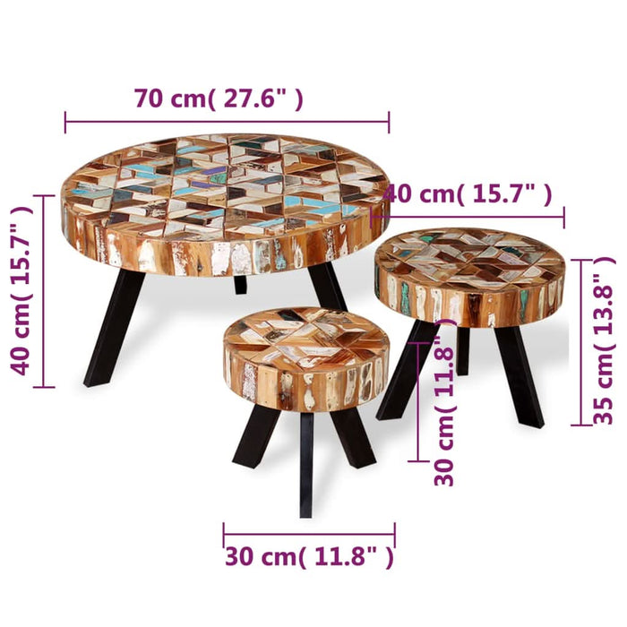 Set măsuțe de cafea, 3 buc., lemn masiv reciclat - WALTI WALTI
