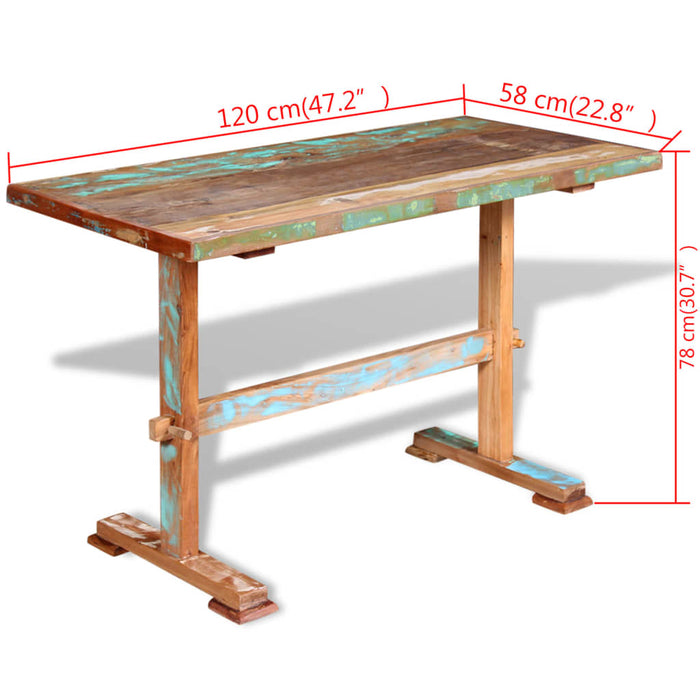 Masă bucătărie tip piedestal, 120x58x78cm, lemn solid reciclat WALTI