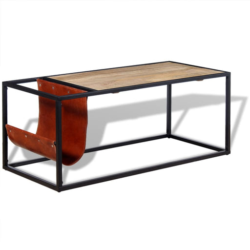 Masuță cafea cu suport reviste din piele naturală, 110x50x45 cm - WALTI WALTI