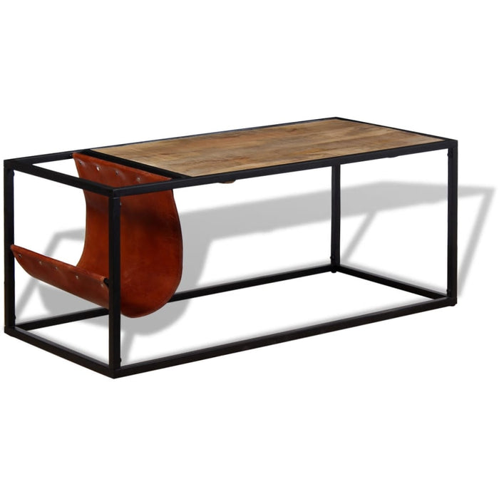 Masuță cafea cu suport reviste din piele naturală, 110x50x45 cm - WALTI WALTI