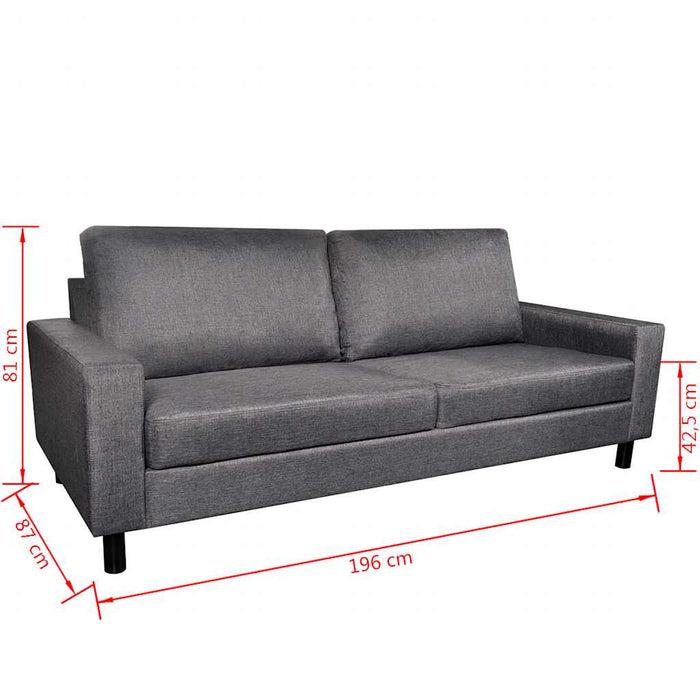 Canapea pentru 3 persoane, material textil, gri închis WALTI