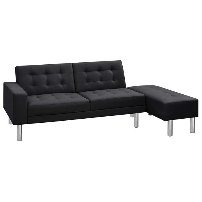 Canapea extensibilă din piele artificială, negru WALTI