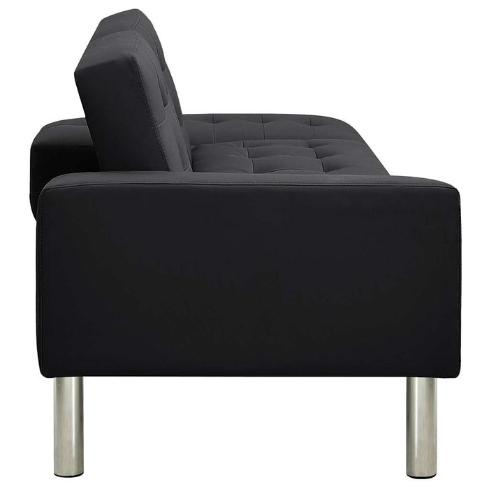 Canapea extensibilă din piele artificială, negru WALTI