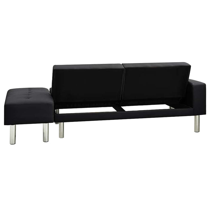 Canapea extensibilă din piele artificială, negru WALTI