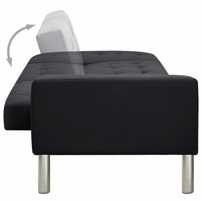 Canapea extensibilă din piele artificială, negru WALTI