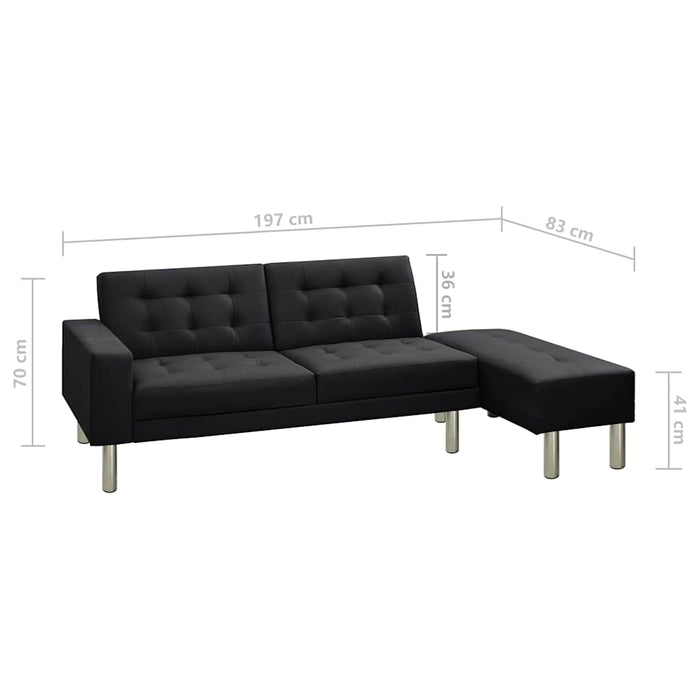 Canapea extensibilă din piele artificială, negru WALTI