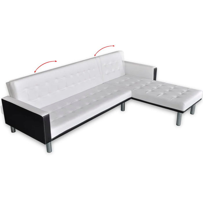 Canapea extensibilă în formă de L, piele artificială, alb - WALTI WALTI