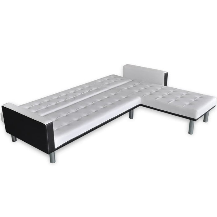 Canapea extensibilă în formă de L, piele artificială, alb - WALTI WALTI