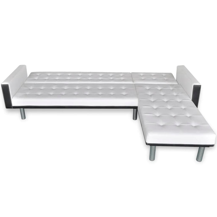 Canapea extensibilă în formă de L, piele artificială, alb - WALTI WALTI