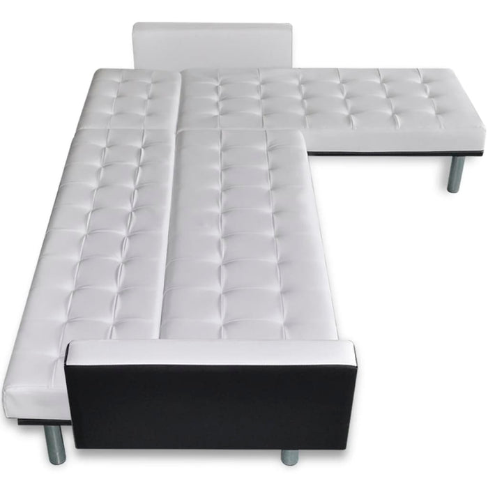 Canapea extensibilă în formă de L, piele artificială, alb - WALTI WALTI