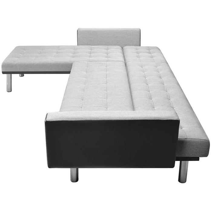 Colțar din material textil, 218 x 155 x 69 cm, negru cu gri WALTI