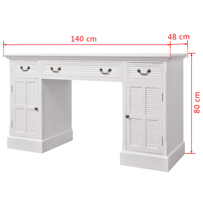 Birou dublu cu piedestal, 140 x 48 x 80 cm, alb - WALTI WALTI