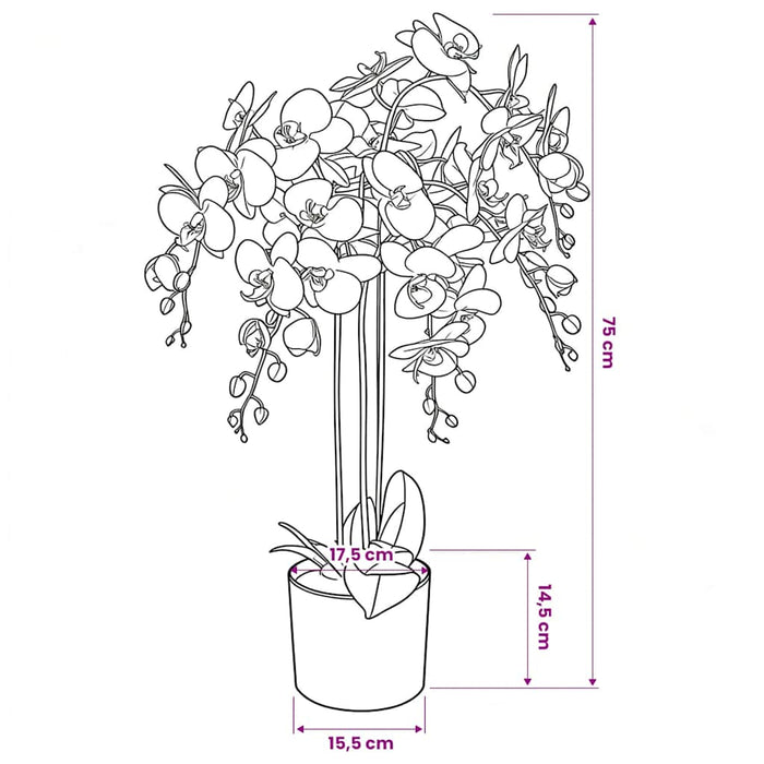 Plantă artificială orhidee cu ghiveci, 75 cm, alb WALTI