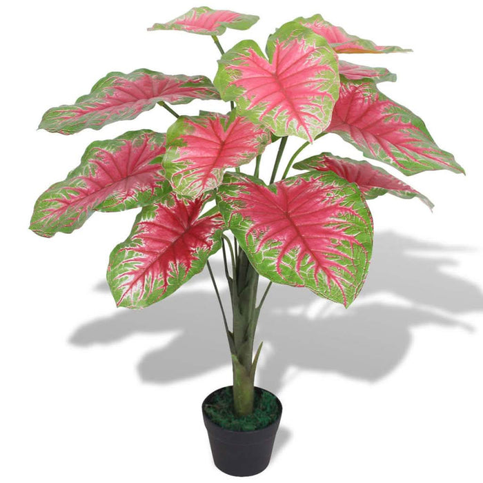 Plantă artificială Caladium cu ghiveci, 85 cm, verde și roșu - WALTI WALTI