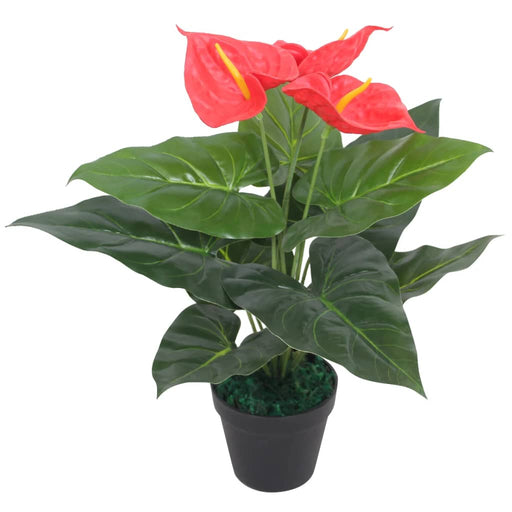 Plantă artificială Anthurium cu ghiveci, 45 cm, roșu și galben - WALTI WALTI