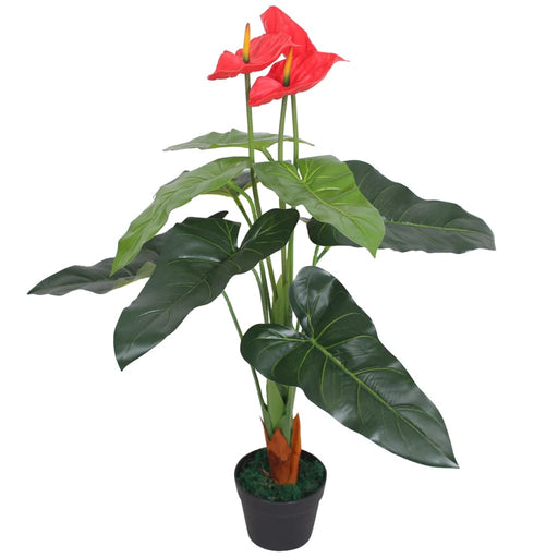 Plantă artificială Anthurium cu ghiveci, 90 cm, roșu și galben - WALTI WALTI