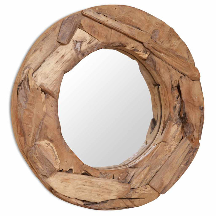 Oglindă decorativă Lemn de tec 60 cm Rotundă WALTI