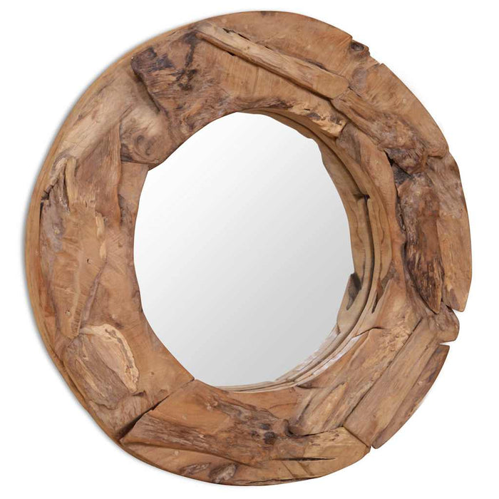 Oglindă decorativă Lemn de tec 60 cm Rotundă WALTI