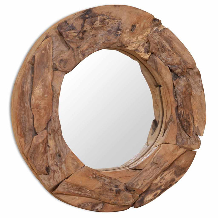 Oglindă decorativă Lemn de tec 60 cm Rotundă WALTI