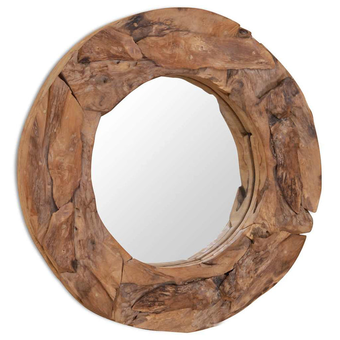 Oglindă decorativă Lemn de tec 60 cm Rotundă WALTI