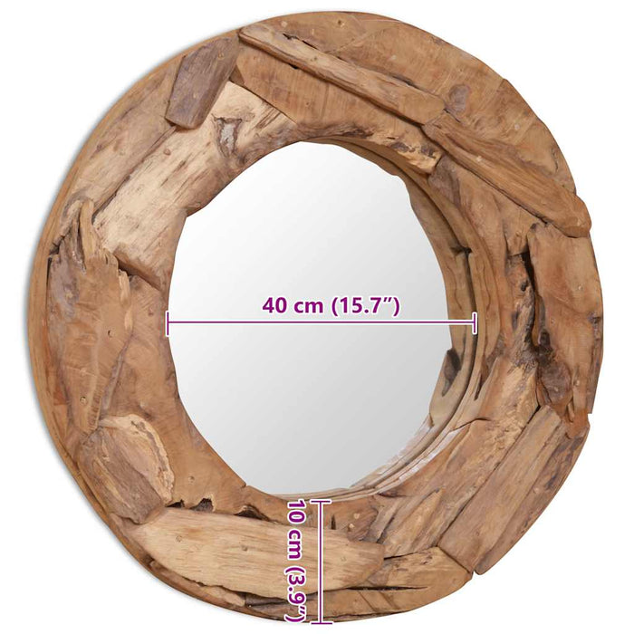Oglindă decorativă Lemn de tec 60 cm Rotundă WALTI