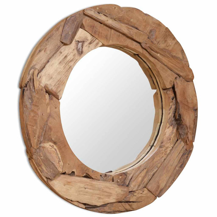 Oglindă decorativă, lemn de tec, 80 cm, rotundă WALTI
