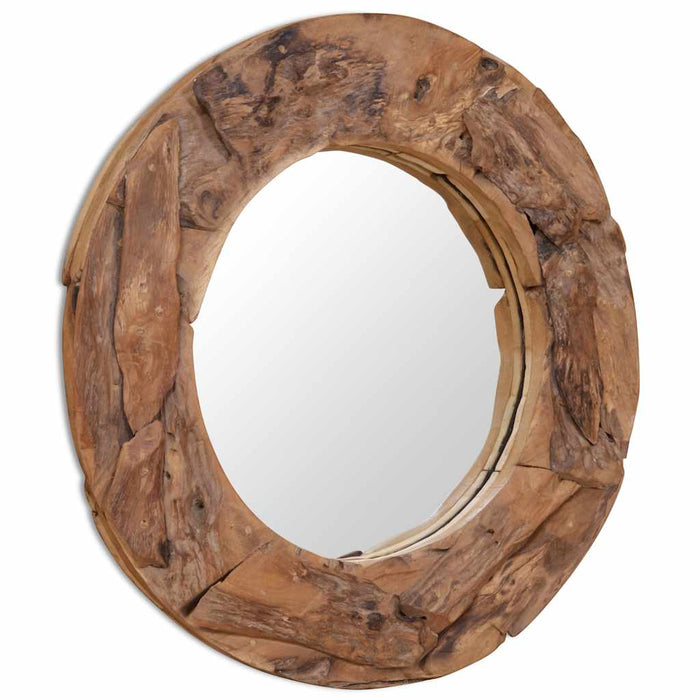 Oglindă decorativă, lemn de tec, 80 cm, rotundă WALTI