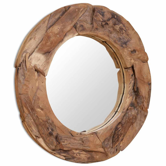 Oglindă decorativă, lemn de tec, 80 cm, rotundă WALTI