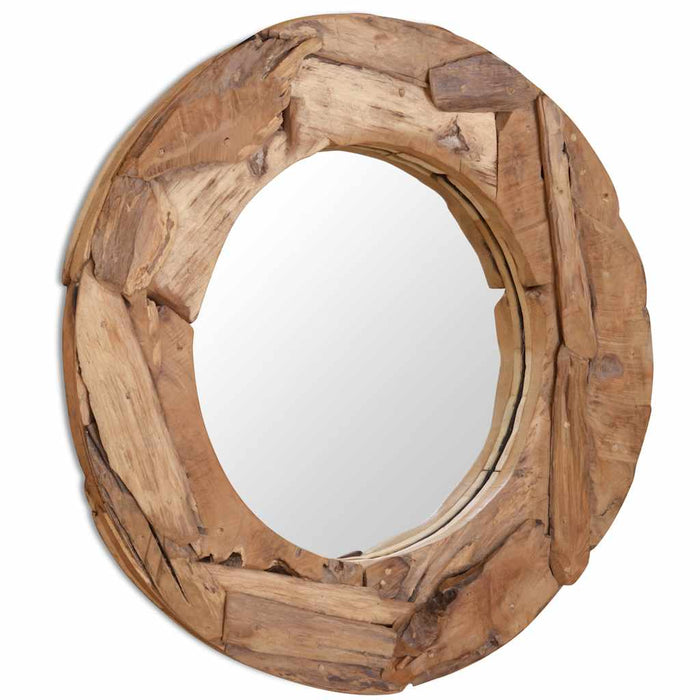 Oglindă decorativă, lemn de tec, 80 cm, rotundă WALTI