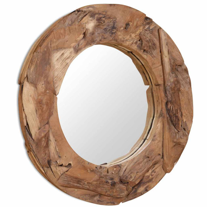 Oglindă decorativă, lemn de tec, 80 cm, rotundă WALTI