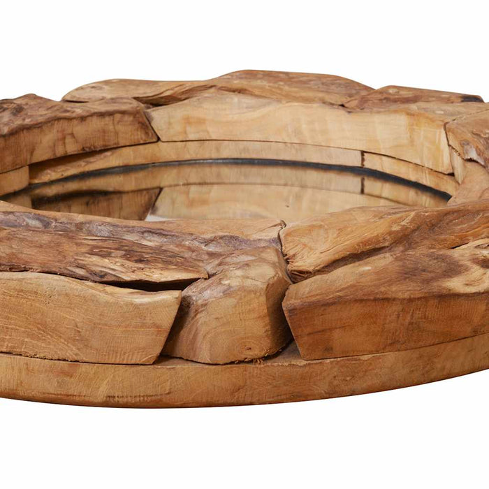 Oglindă decorativă, lemn de tec, 80 cm, rotundă WALTI