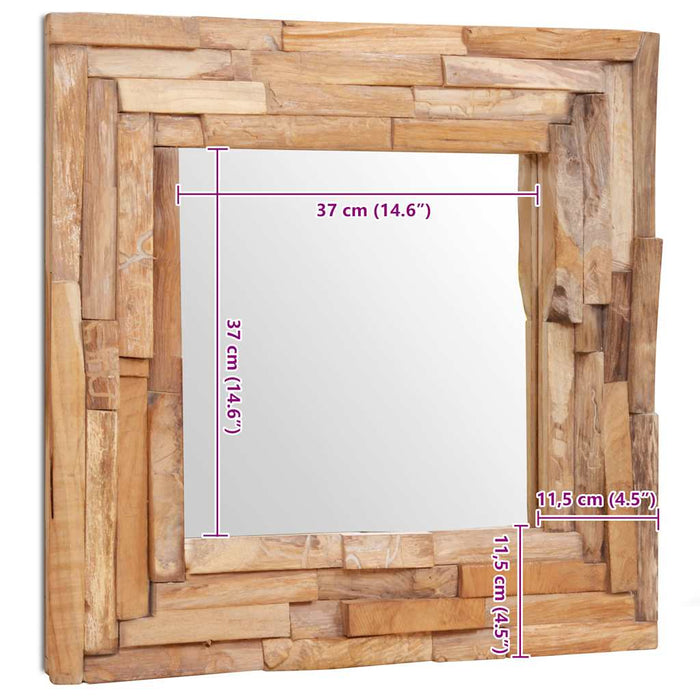 Oglindă decorativă din lemn de tec, 60 x 60 cm, pătrat - WALTI WALTI