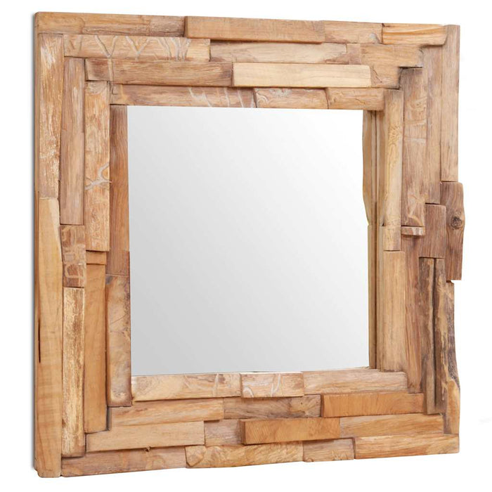Oglindă decorativă din lemn de tec, 60 x 60 cm, pătrat - WALTI WALTI