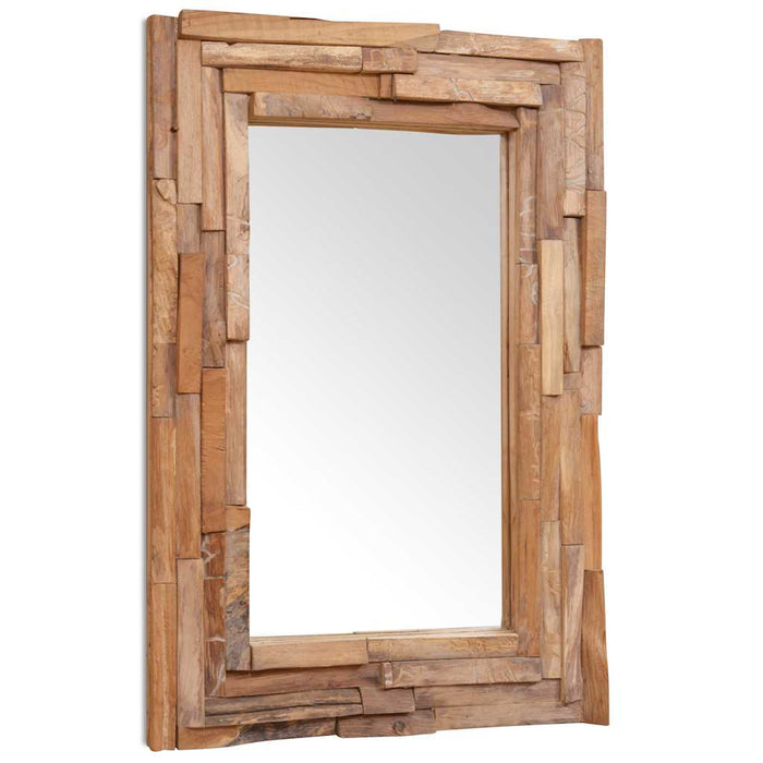 Oglindă decorativă din lemn de tec, 90 x 60 cm, dreptunghiular - WALTI WALTI