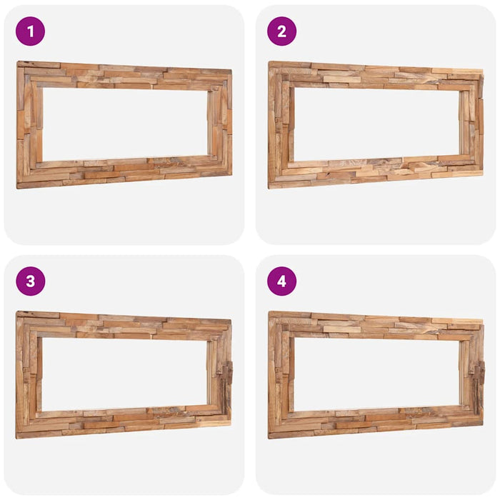 Oglindă decorativă din lemn de tec, 120 x 60 cm, dreptunghiular WALTI