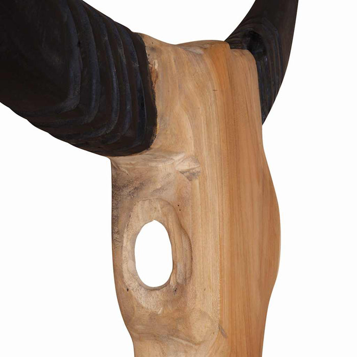 Sculptură craniu de taur, 66x15x88 cm, tec - WALTI WALTI