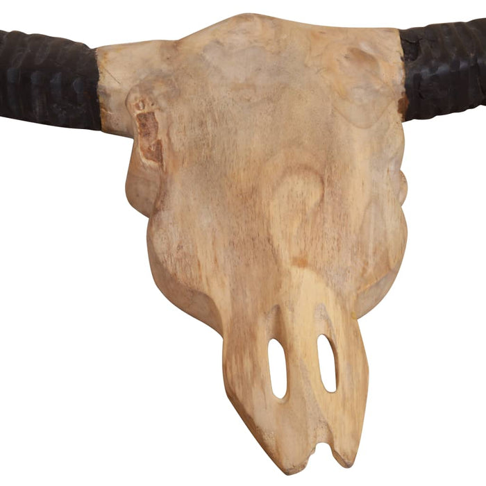 Sculptură craniu de taur montaj pe perete 69x6x60 cm lemn tec - WALTI WALTI