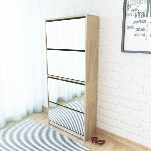 Pantofar cu 4 niveluri și oglindă, stejar, 63 x 17 x 134 cm - WALTI WALTI