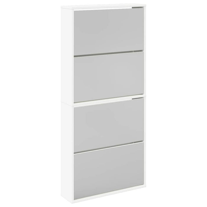 Pantofar cu 4 niveluri și oglindă, alb, 63 x 17 x 134 cm - WALTI WALTI
