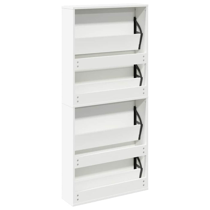 Pantofar cu 4 niveluri și oglindă, alb, 63 x 17 x 134 cm - WALTI WALTI