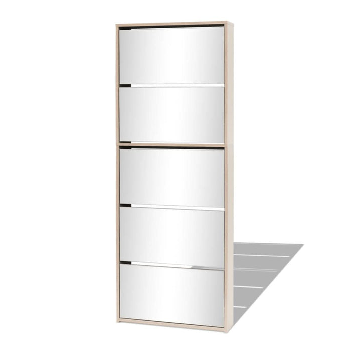 Pantofar cu 5 niveluri și oglindă, stejar, 63 x 17 x 169,5 cm - WALTI WALTI