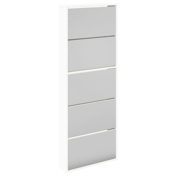 Pantofar cu 5 niveluri și oglindă, alb, 63 x 17 x 169,5 cm - WALTI WALTI