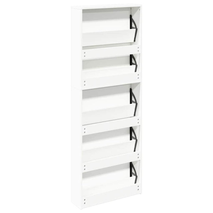 Pantofar cu 5 niveluri și oglindă, alb, 63 x 17 x 169,5 cm - WALTI WALTI