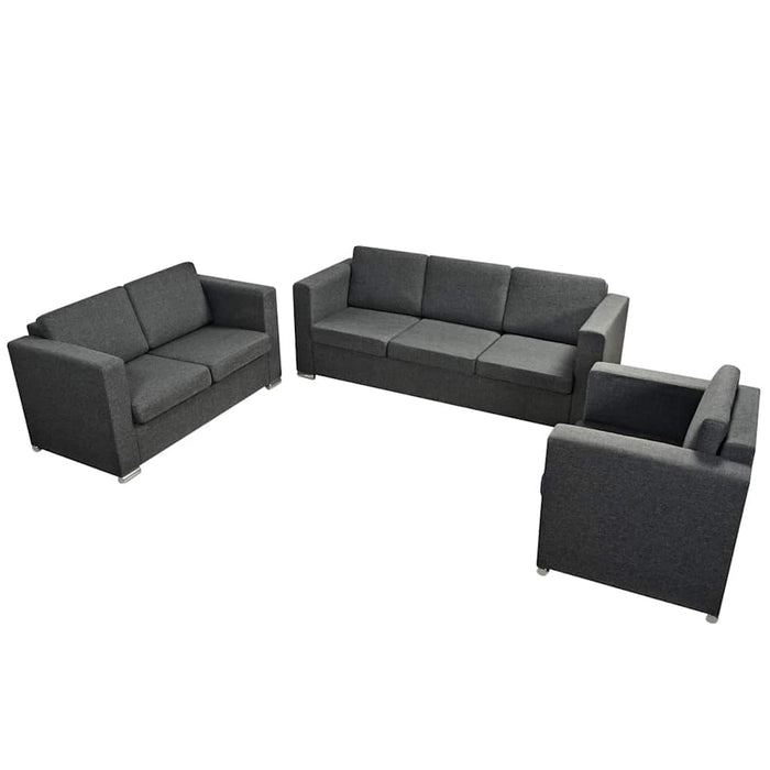 Set canapele, 3 piese, gri închis, material textil - WALTI WALTI