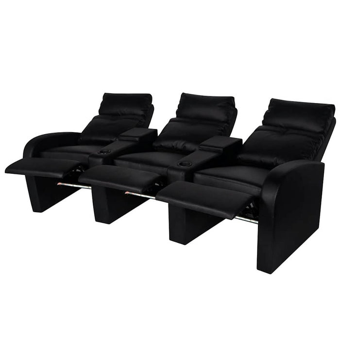 Canapea rabatabilă 2+3 locuri piele artificială 2 piese negru WALTI