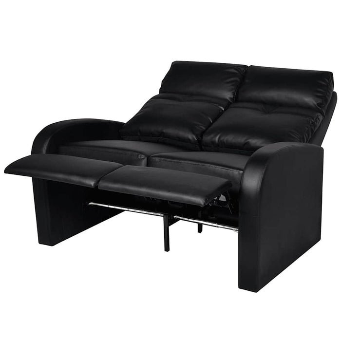 Canapea rabatabilă 2+3 locuri piele artificială 2 piese negru WALTI