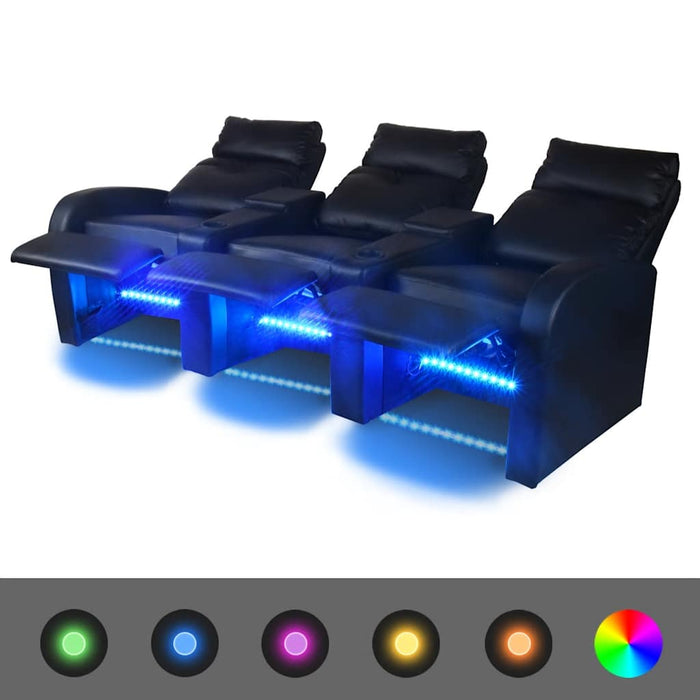 Canapea rabatabilă 2+3 locuri piele artificială 2 piese negru WALTI