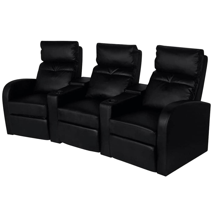 Canapea rabatabilă 2+3 locuri piele artificială 2 piese negru WALTI