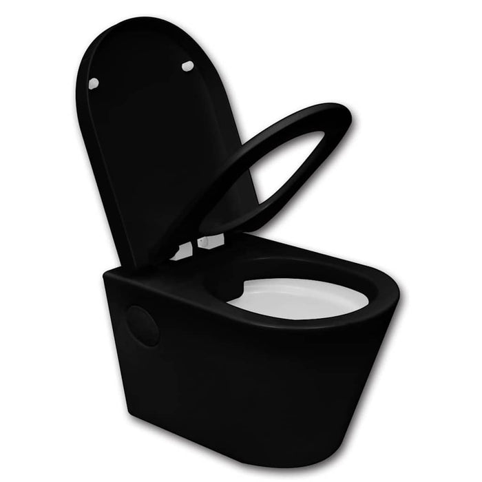 Vas toaletă suspendat cu rezervor încastrat, ceramică, negru WALTI